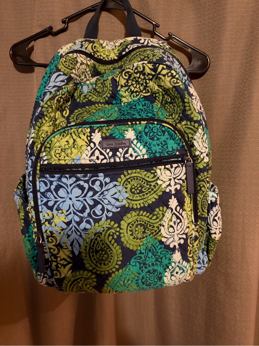 Vera Bradley Navy, Teal & Lime Quilted Backpack
